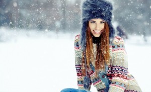 Young woman winter portrait. Shallow dof.