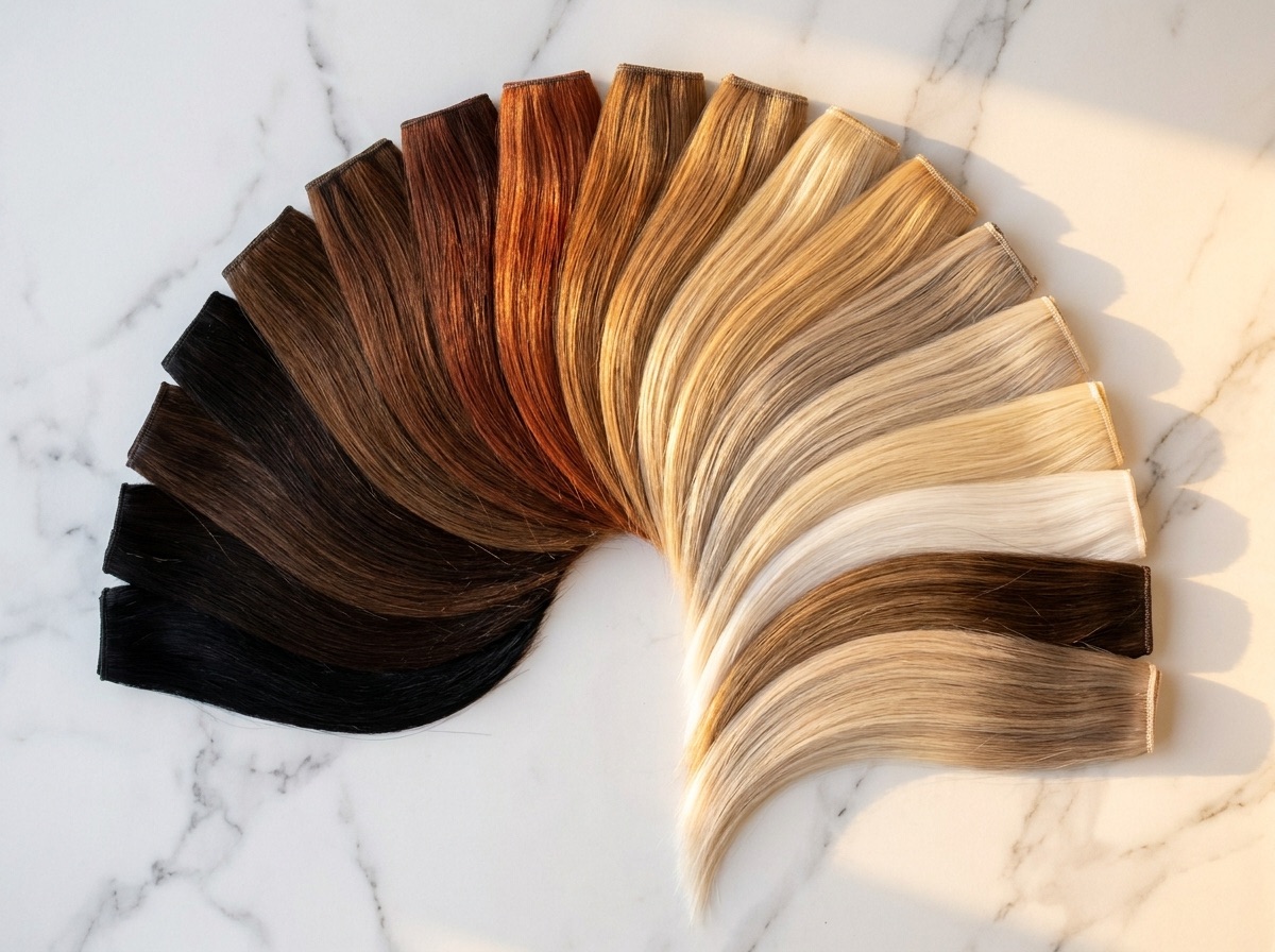 Paleta de más de 20 tonos de extensiones de pelo